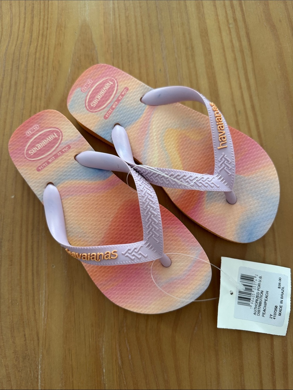 Girls Havaianas Pastel Tie-Dye Flip Flops - Lavender Straps